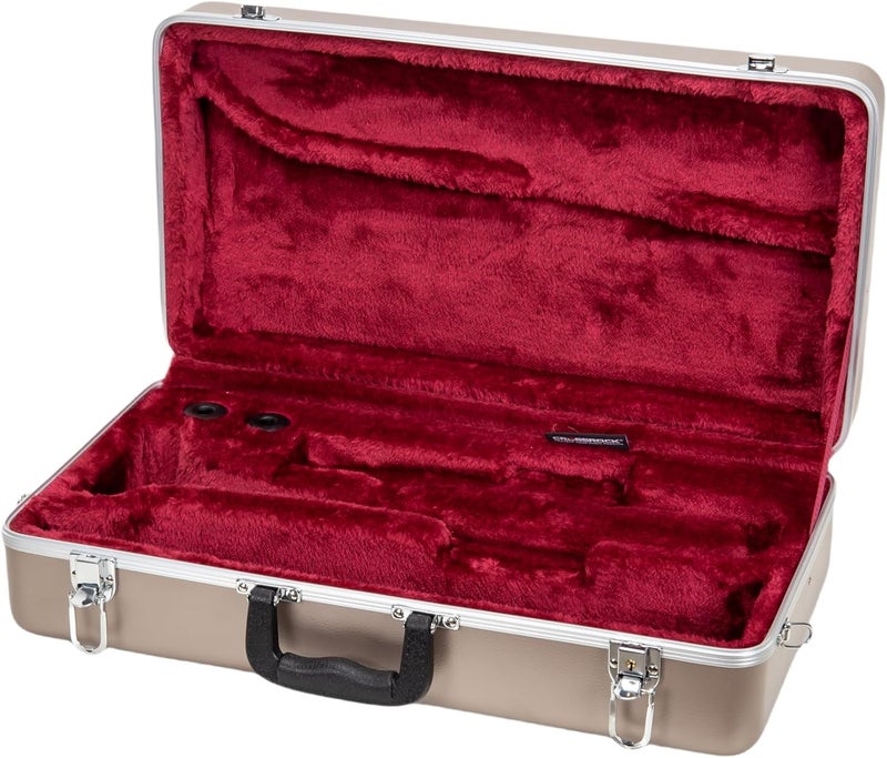 Crossrock ABS Trumpet Case for Bb Horn | Champagne Finish, Burgundy Velvet Interior, Security Lock, Metal Feet & Detachable Strap - Image 2